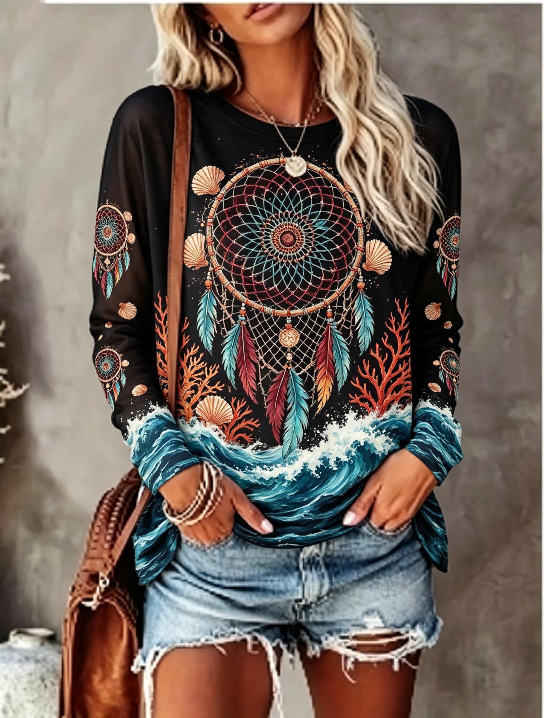 Shirts - Women's Crew Neck Long Sleeve T-shirt