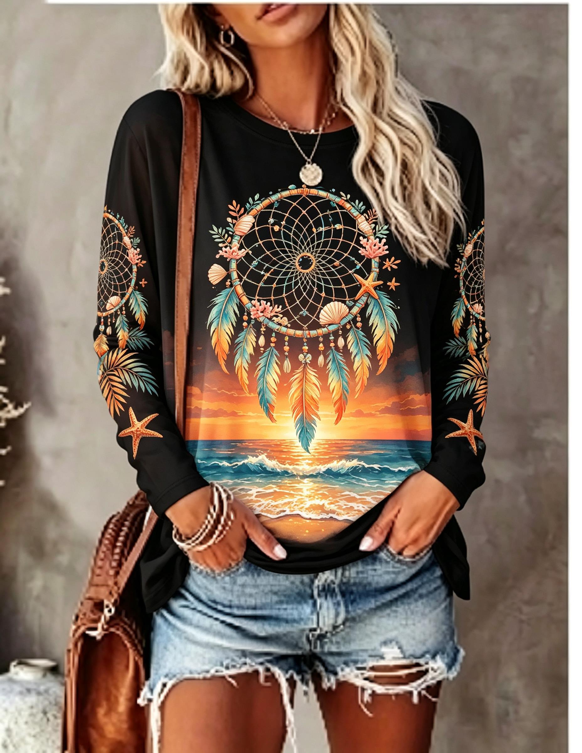 Women's Crew Neck Long Sleeve  - огляд і ціна Shirts