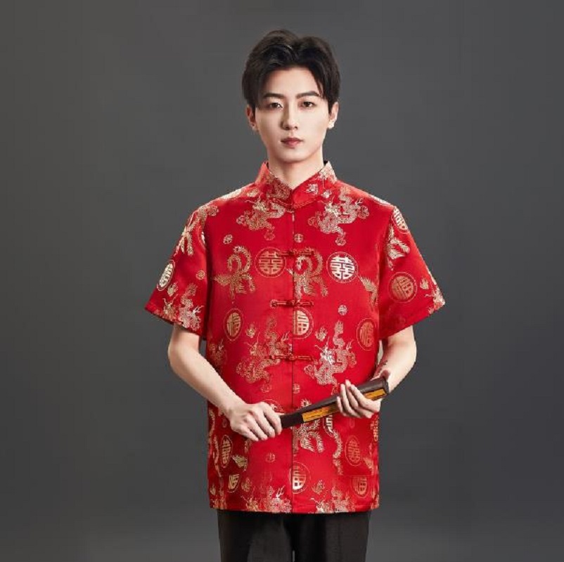 New Chinese Style Embroidery S - огляд і ціна Mens Satin Silk Dress Shirt
