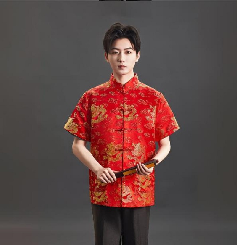 New Chinese Style Embroidery S - огляд і ціна Mens Satin Silk Dress Shirt