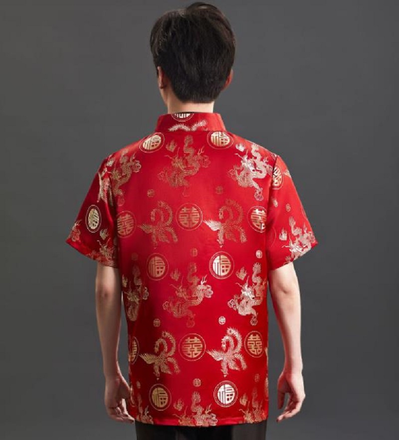 New Chinese Style Embroidery S - огляд і ціна Mens Satin Silk Dress Shirt